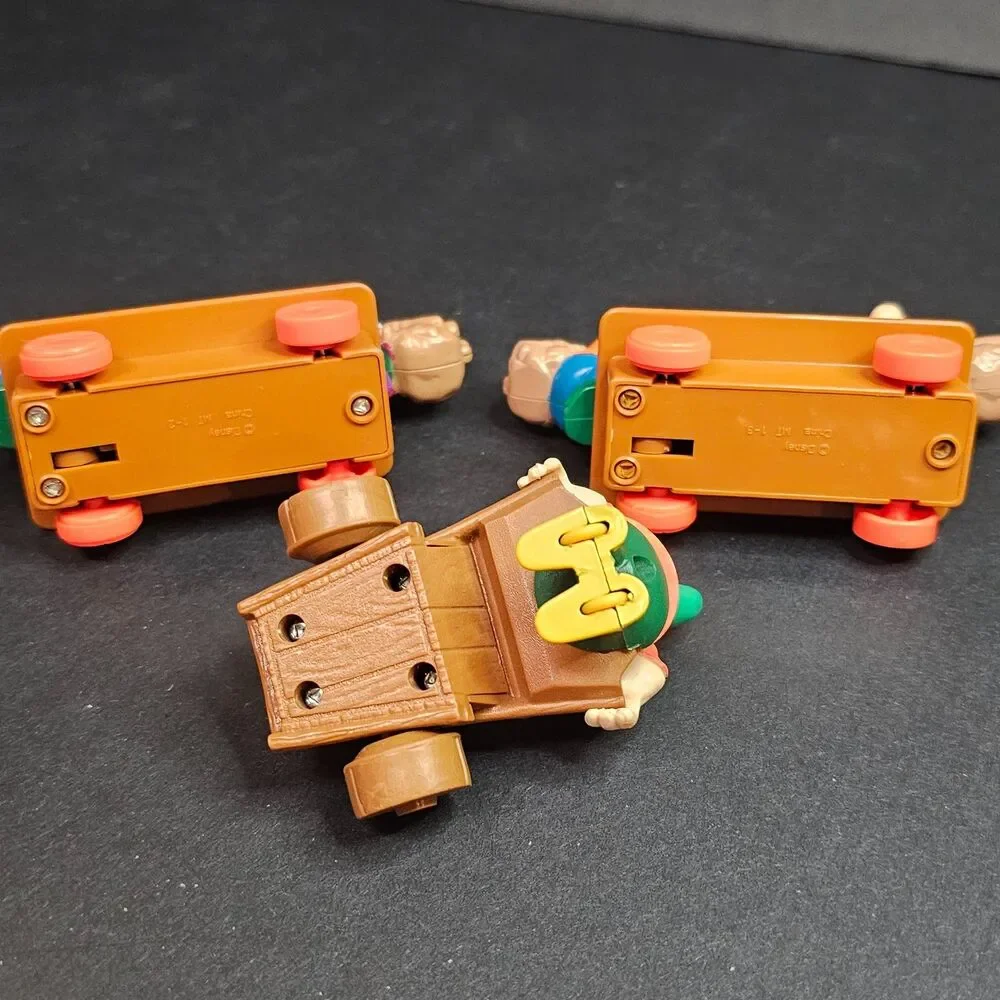 Lot of 3 Seven Dwarves Vtg McDonald's Disney Toys 1992 Teeter Totter Mine Cars